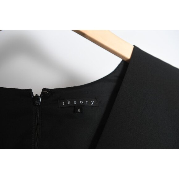 Theory Classic Black Dress 3/4 Sleeve Size 6 V-Neck Lined- Read Description - Picture 2 of 12